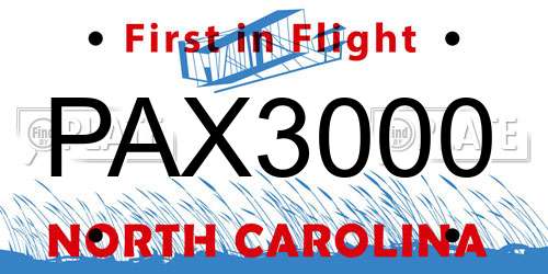 PAX3000 North Carolina License Plate