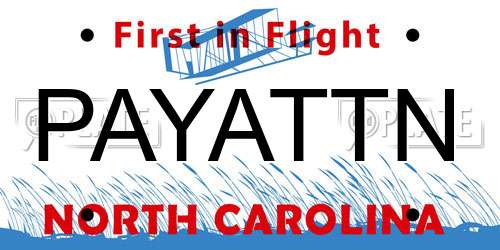 PAYATTN North Carolina License Plate