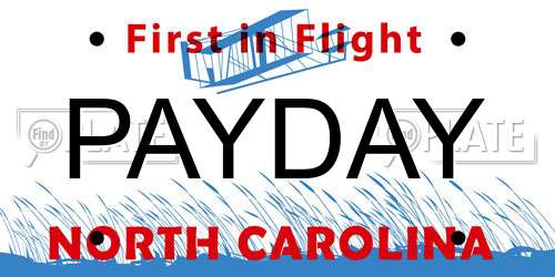 PAYDAY North Carolina License Plate