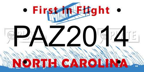 PAZ2014 North Carolina License Plate