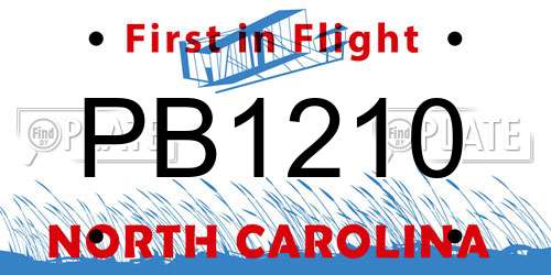 PB1210 North Carolina License Plate