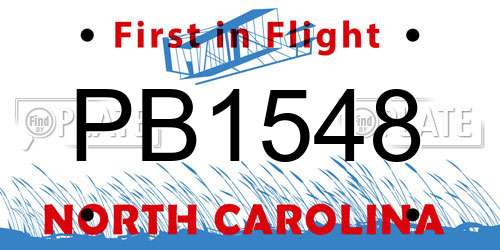 PB1548 North Carolina License Plate