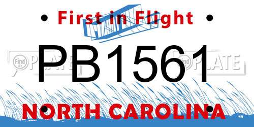 PB1561 North Carolina License Plate
