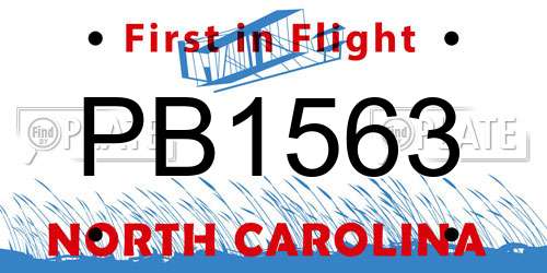 PB1563 North Carolina License Plate
