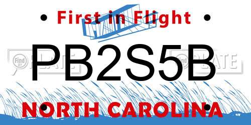 PB2S5B North Carolina License Plate