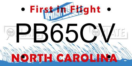 PB65CV North Carolina License Plate