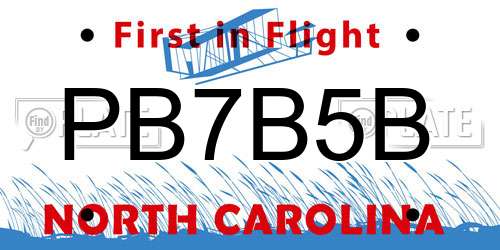PB7B5B North Carolina License Plate
