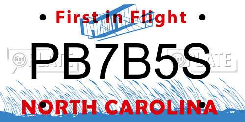PB7B5S North Carolina License Plate