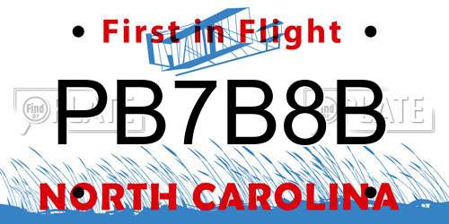 PB7B8B North Carolina License Plate