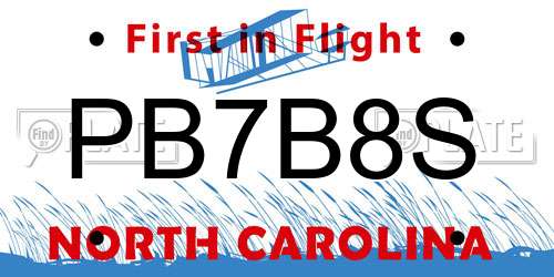 PB7B8S North Carolina License Plate
