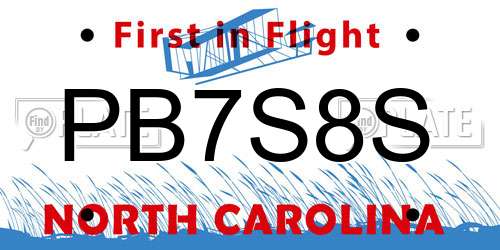PB7S8S North Carolina License Plate