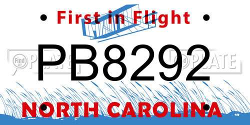 PB8292 North Carolina License Plate