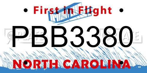 PBB3380 North Carolina License Plate