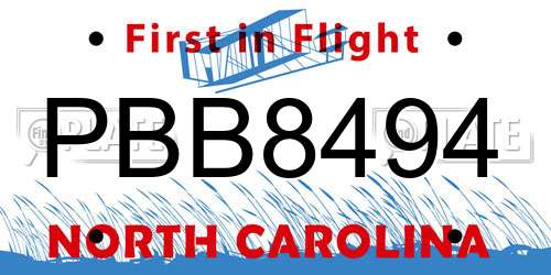 PBB8494 North Carolina License Plate