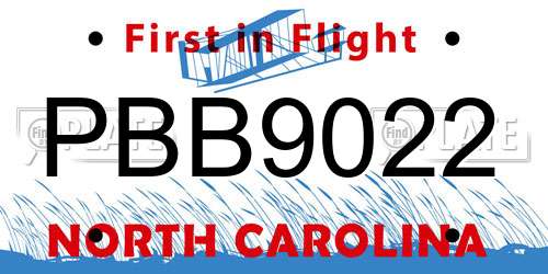 PBB9022 North Carolina License Plate