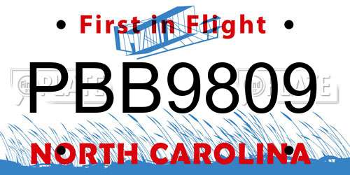 PBB9809 North Carolina License Plate