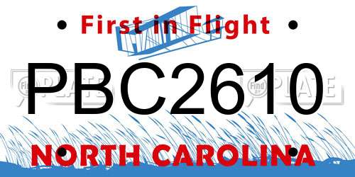 PBC2610 North Carolina License Plate
