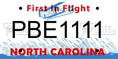 PBE1111 North Carolina License Plate