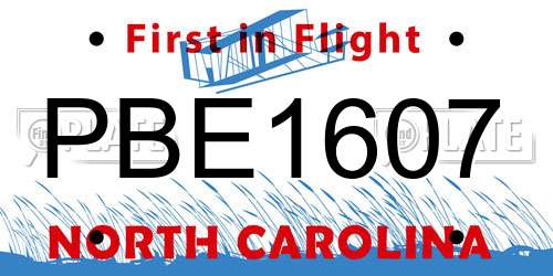 PBE1607 North Carolina License Plate