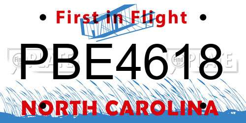 PBE4618 North Carolina License Plate