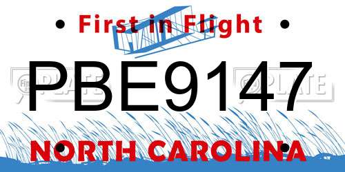 PBE9147 North Carolina License Plate