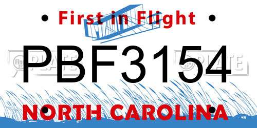 PBF3154 North Carolina License Plate