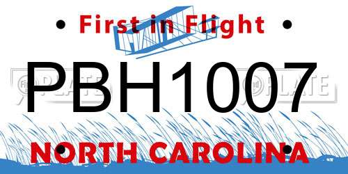 PBH1007 North Carolina License Plate