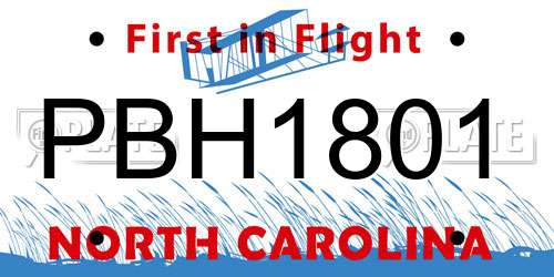 PBH1801 North Carolina License Plate