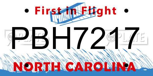 PBH7217 North Carolina License Plate