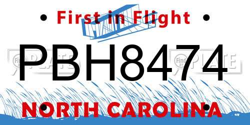 PBH8474 North Carolina License Plate