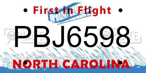 PBJ6598 North Carolina License Plate