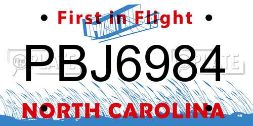 PBJ6984 North Carolina License Plate