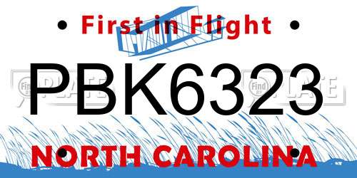 PBK6323 North Carolina License Plate