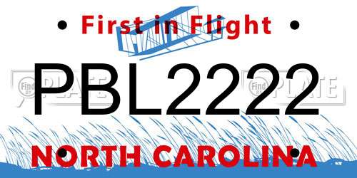 PBL2222 North Carolina License Plate