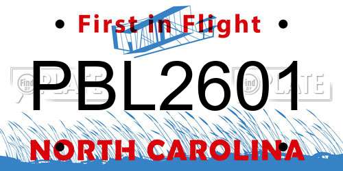 PBL2601 North Carolina License Plate