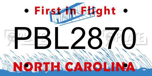 PBL2870 North Carolina License Plate