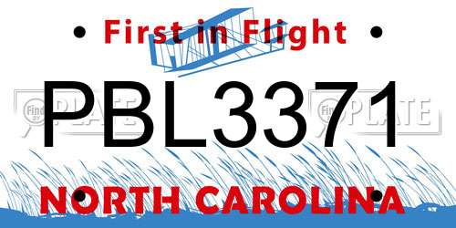 PBL3371 North Carolina License Plate