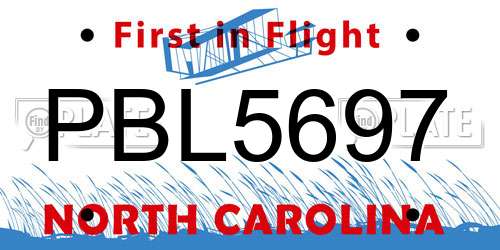PBL5697 North Carolina License Plate
