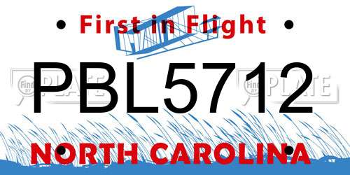 PBL5712 North Carolina License Plate