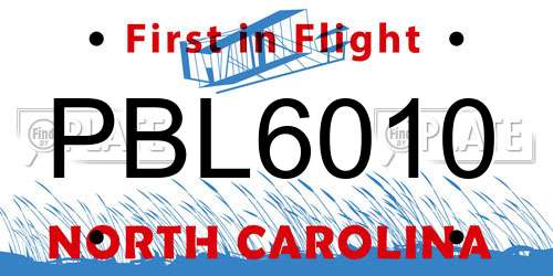 PBL6010 North Carolina License Plate