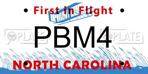 PBM4 North Carolina License Plate