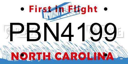 PBN4199 North Carolina License Plate