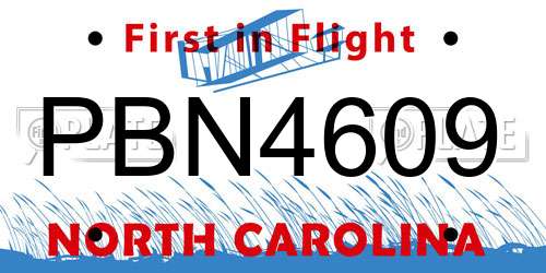 PBN4609 North Carolina License Plate