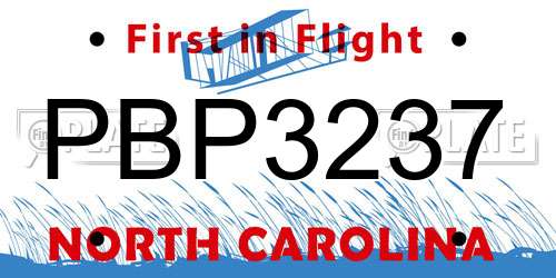 PBP3237 North Carolina License Plate