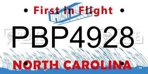 PBP4928 North Carolina License Plate