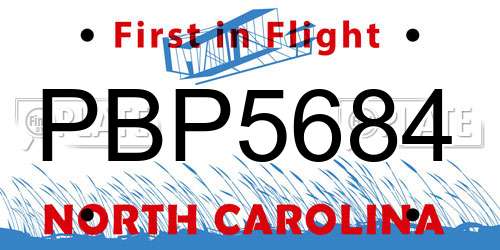 PBP5684 North Carolina License Plate