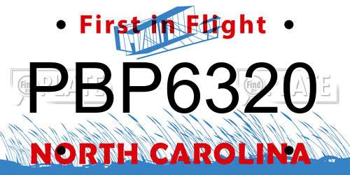 PBP6320 North Carolina License Plate