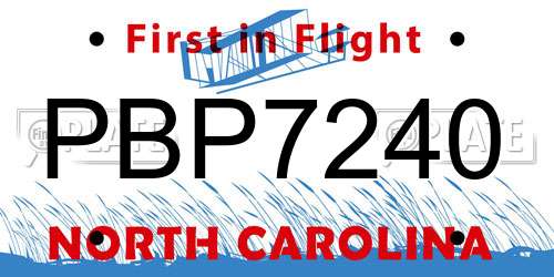 PBP7240 North Carolina License Plate