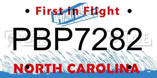 PBP7282 North Carolina License Plate