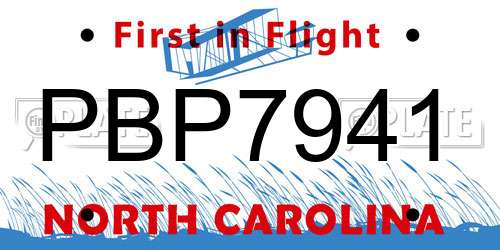 PBP7941 North Carolina License Plate